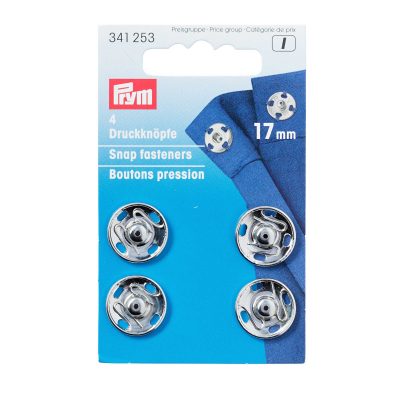 PRYM SEW-ON SNAP FASTENERS BRASS 17 MM SILVER COL