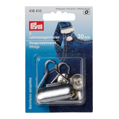 PRYM DUNGAREES/OVERALL FITTINGS STEEL 30 MM SILVER