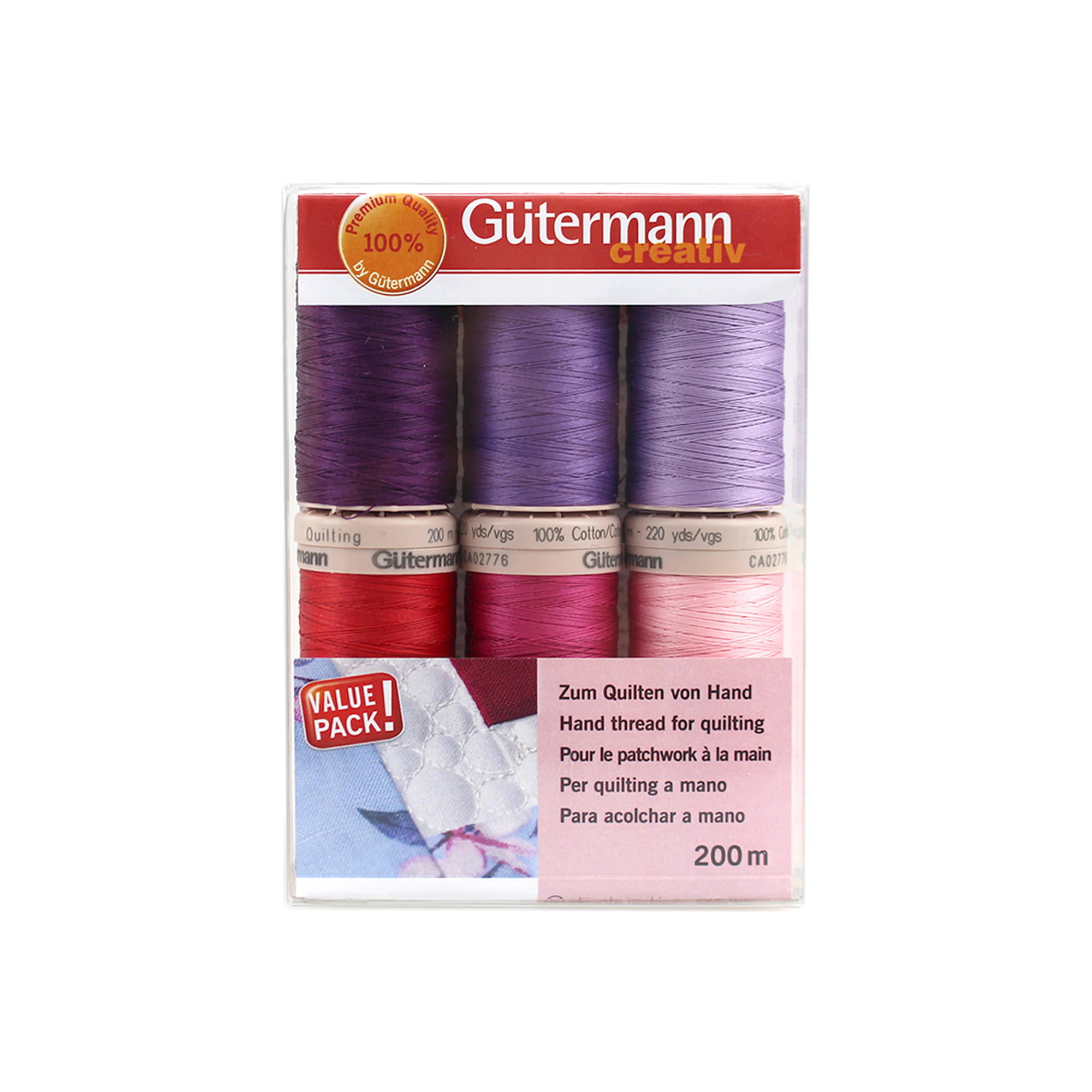 Gutermann - Fil à Broder Coton Multicolore - Lot De 12 Bobines - Pour Machine à Broder Et Couture