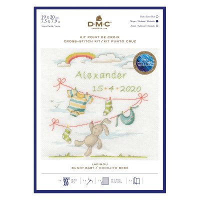 DMC BABY CROSS STITCH KIT - BUNNY RABBIT 20X20CM