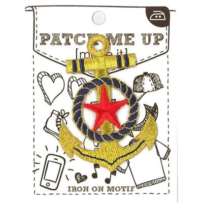 MOTIF IRON-ON GOLD ANCHOR/STAR 3PK
