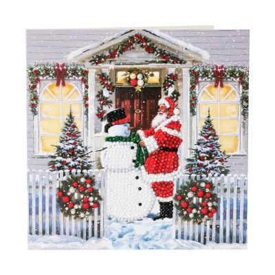 CRYSTAL CARD KIT 18X18CM - SANTA SNOWMAN