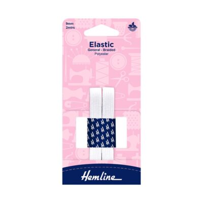 HEMLINE HANGSELL ELASTIC G/P BRAIDED 9MM X 2M