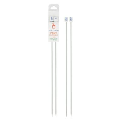 PONY STRAIGHT PAIR OF NEEDLES WITH ENDS 25CM