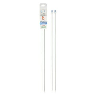 PONY STRAIGHT PAIR OF NEEDLES WITH ENDS 30CM X 3MM