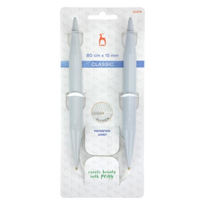 PONY CIRCULAR NEEDLES 80CM X 15MM PLASTIC