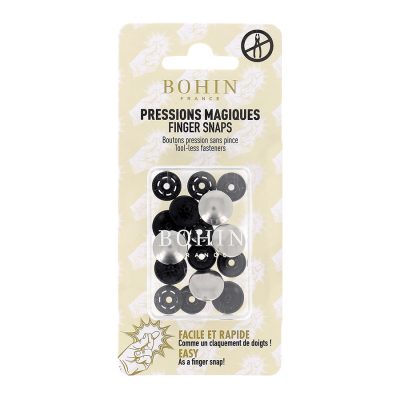 BOHIN FINGER SNAP BUTTON 14MM 1/2" /4SETS -SILVER