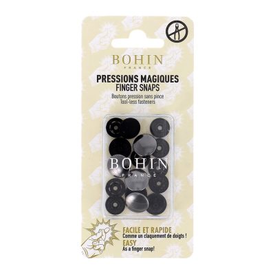 BOHIN FINGER SNAP BUTTON 14MM 1/2"/4SETS-BLACK