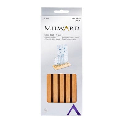 MILWARD RULER RACK, 4-SLOT BEECH WOOD 25X10CM