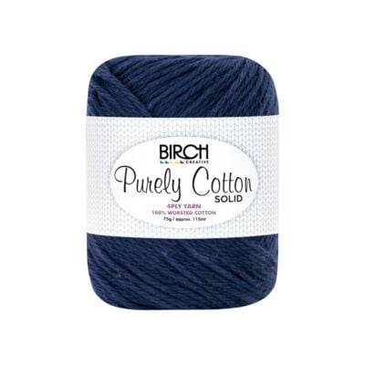 BIRCH YARN PURELY COTTON 100% 4PLY SOLID 75G/PK6 - 015 MIDNIGHT BLUE