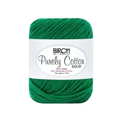 BIRCH YARN PURELY COTTON 100% 4PLY SOLID 75G/PK6 - 019 GREEN