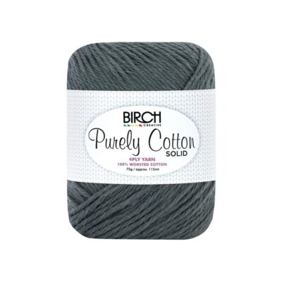 BIRCH YARN PURELY COTTON 100% 4PLY SOLID 75G/PK6 - 023 SLATE
