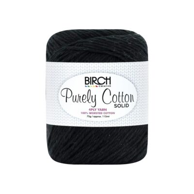 BIRCH YARN PURELY COTTON 100% 4PLY SOLID 75G/PK6 - 024 BLACK